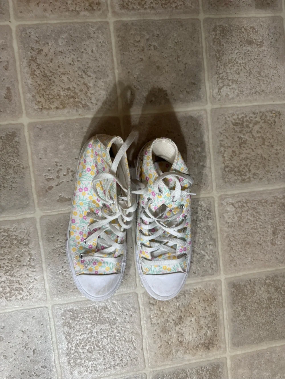 Converse Kids' Floral High-Top Sneakers - White, Yellow, Pink